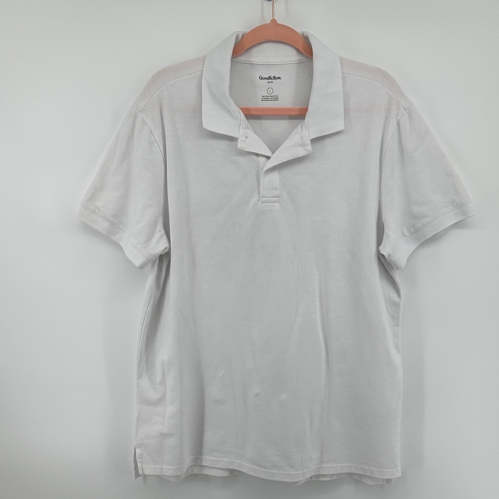 Goodfellow & Co Clean Classic Versatile Styling White Polo ShortSleeveShirt SzL